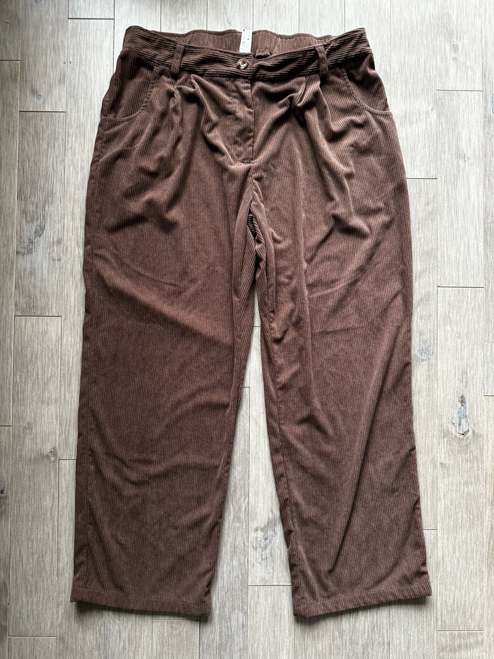 HALARA Corduroy Ribbed Wide-Leg Pants in Chocolate Mauve Brown Size XL